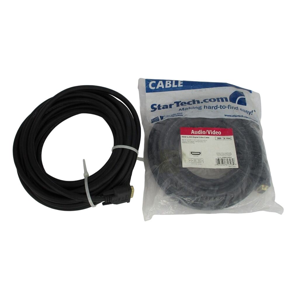 2 StarTech 30 ft HDMI to DVI-D Cables - M/M HDMIDVIMM30 - 1 New & 1 Used